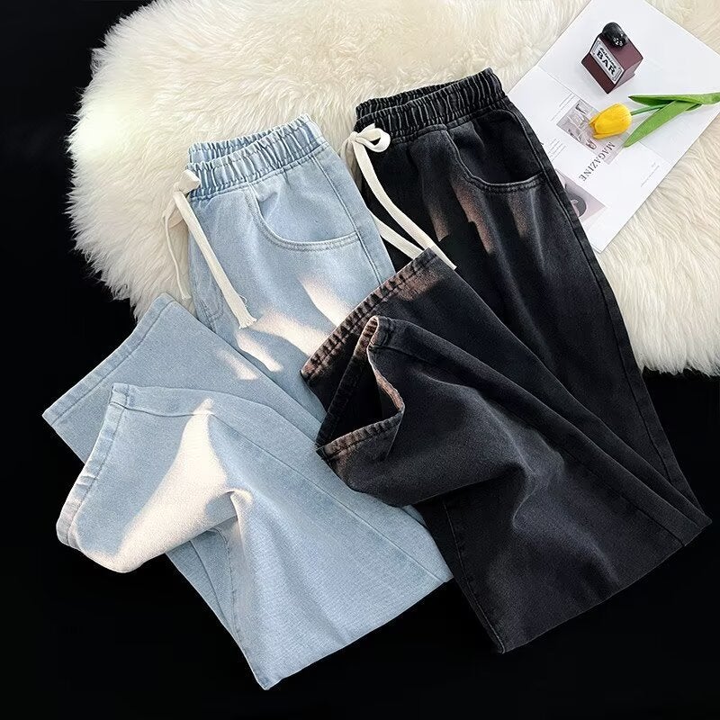 Elastic Waist Jeans For Men, High-End, Straight, Loose, American High Street, Retro , Style - Image 2